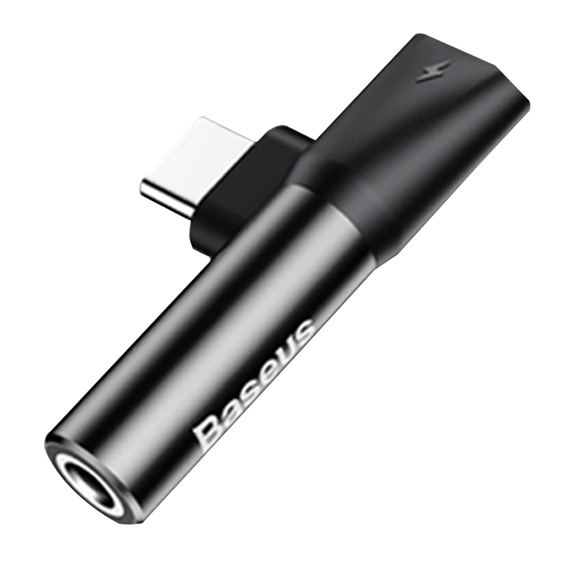 倍思耳机转接头适用于小米9华为8荣耀黑色10黑鲨VIVO坚果type-c数据线转换器充电听歌二合一安卓一拖二连接线