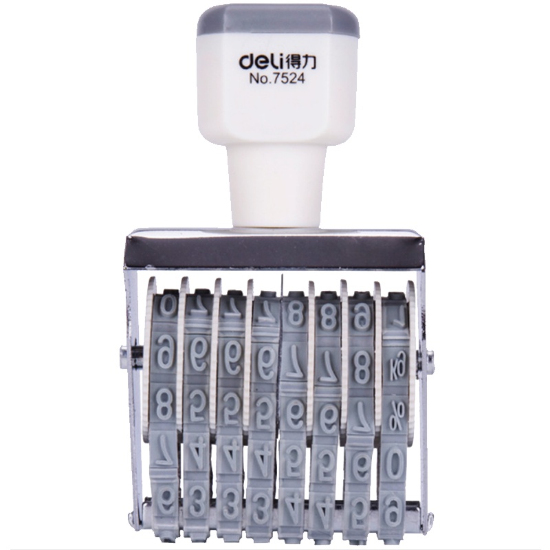 得力 7524 8位数字印章号码组合编号日期生产批号价格可调节转轮印7524