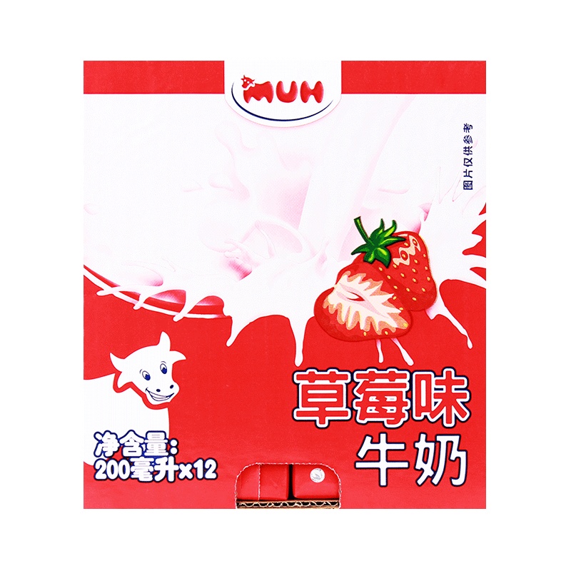 甘蒂牧场(MUH)牧牌 草莓味牛奶200ml*12盒整箱 风味早餐奶口味牛奶原料简单 (丹麦产)