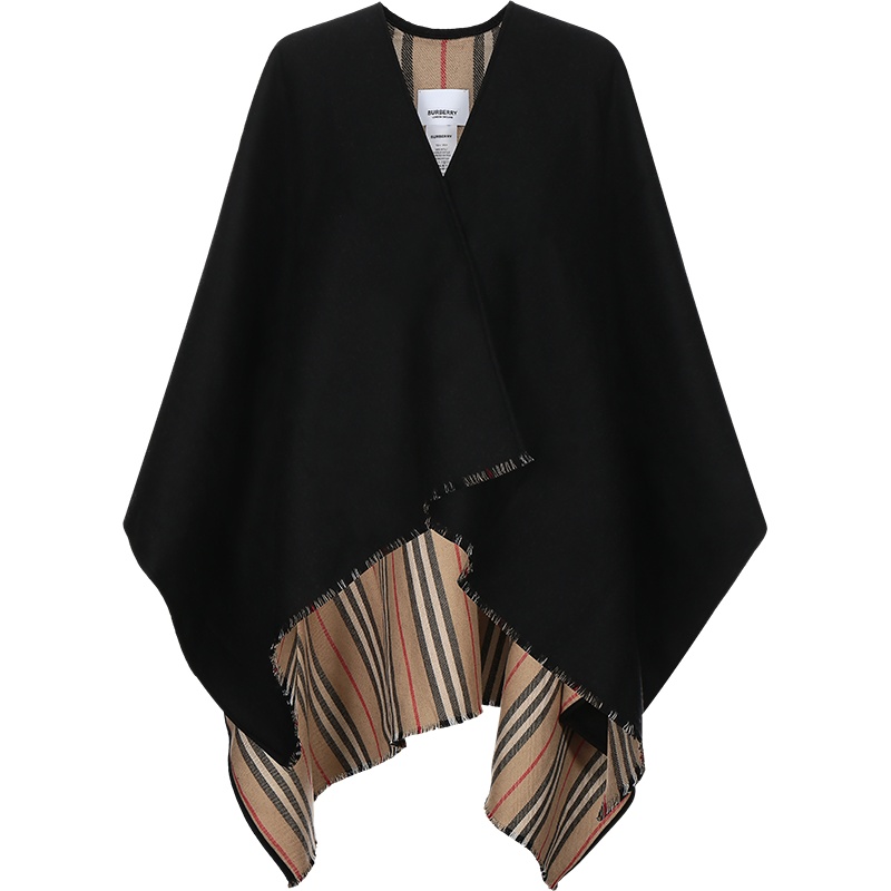 BURBERRY 博柏利 女士 标志性条纹装饰羊毛披肩 80184961