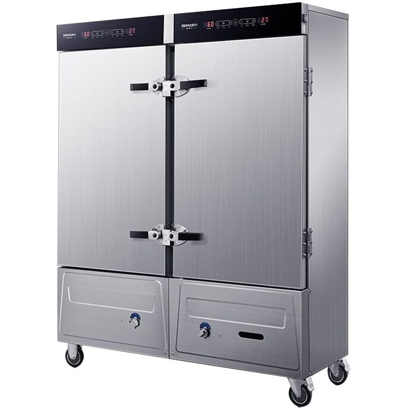 德玛仕燃气蒸饭柜 双门蒸箱 蒸饭车商用 蒸箱食堂单位学校 24盘ZXSY14-L8L-45(工程款燃气蒸饭柜)