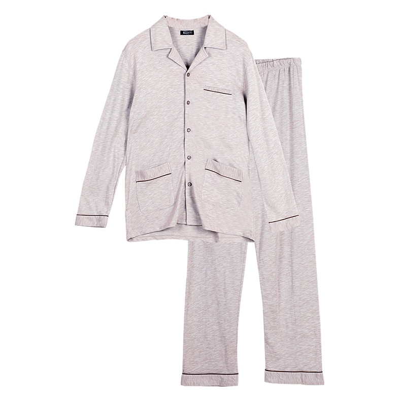 红豆居家(Hodohome)男士家居服男式纯棉睡衣经典开衫长袖居家服套装