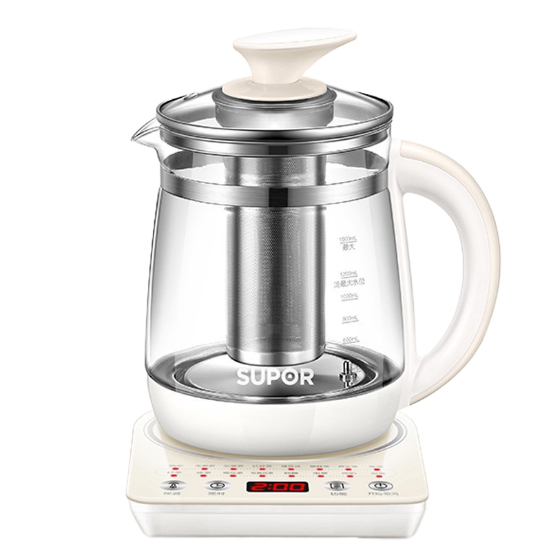 苏泊尔(SUPOR)养生壶SW-15T36a 智能家用1.5L全自动按键式电热烧水壶高硼硅玻璃隔水炖花茶养生壶(XF)
