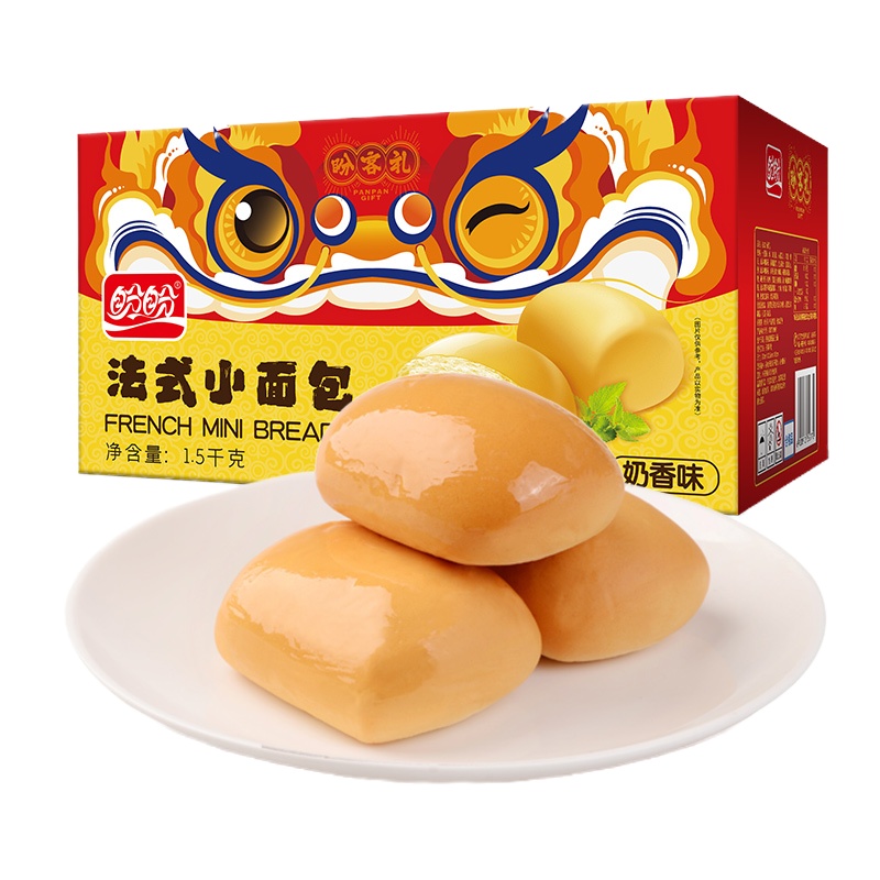 盼盼 法式小面包 早餐饼干糕点整箱装奶香味 1.5kg