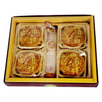 [4个装]平记广式月饼一盒四味蛋黄莲蓉中秋月饼礼盒装4个装