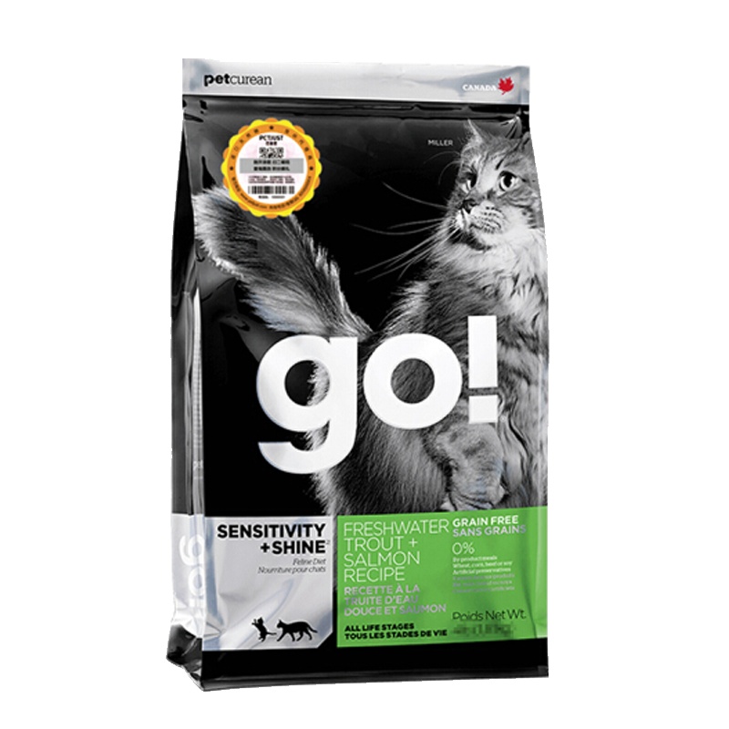 Petcurean Go! 低敏美毛系列无谷三种鱼全猫粮16磅 加拿大进口天然猫粮