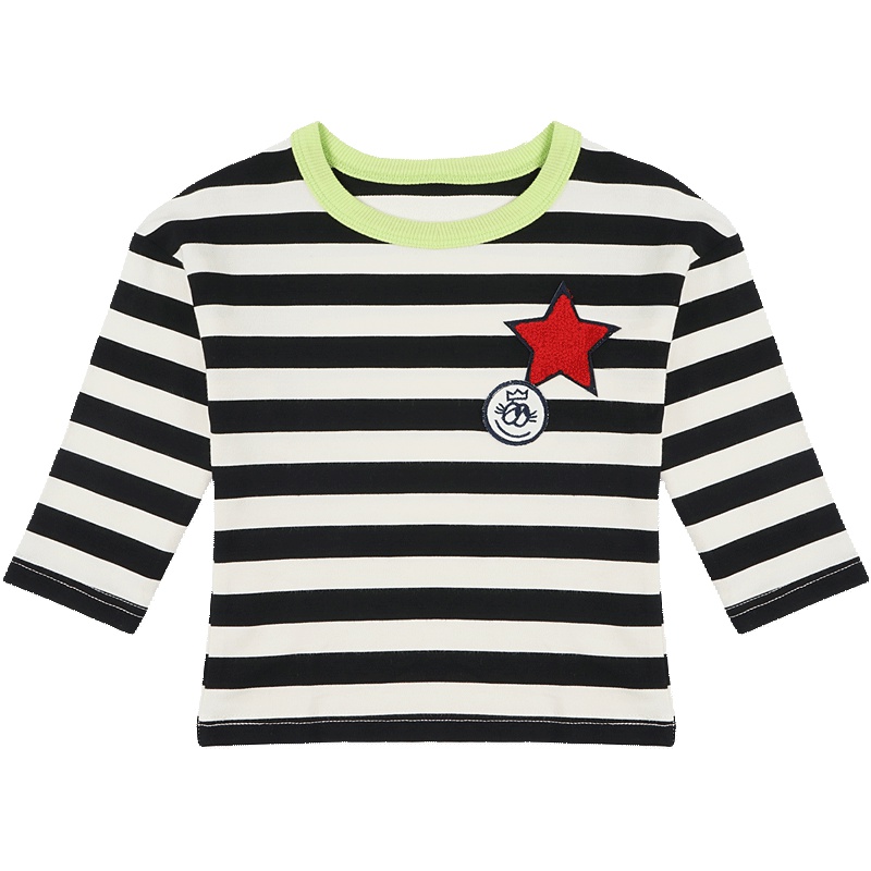 婴姿坊春季英伦田园风休闲百搭条纹长袖T恤