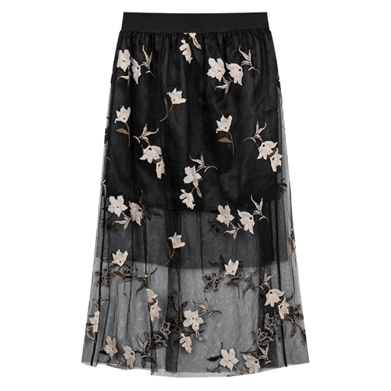 【专柜同款】Puella网纱高腰半身裙女新款夏中长款港味小清新a字裙子