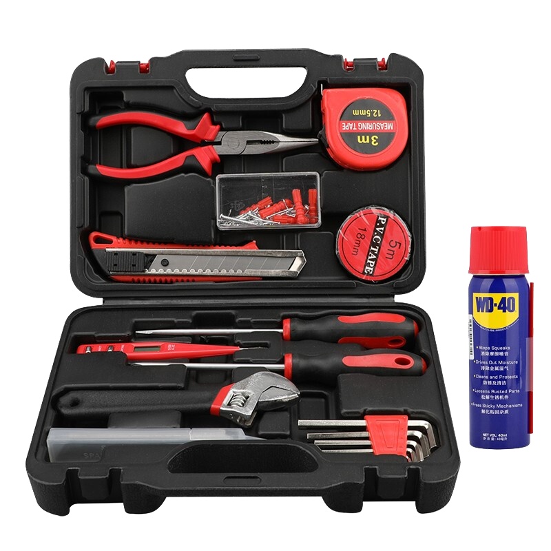 赛拓（SANTO）24件多功能家用工具套装 五金工具家用维修工具组套赠WD-40除湿防锈 【0354】轻便型工具箱包
