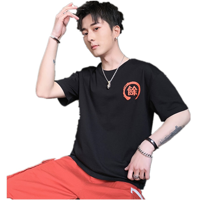 三弦(LA CORDE)短袖t恤男士2019夏季新款国潮潮流宽松休闲衣服圆领体恤男装LA-MD-9160