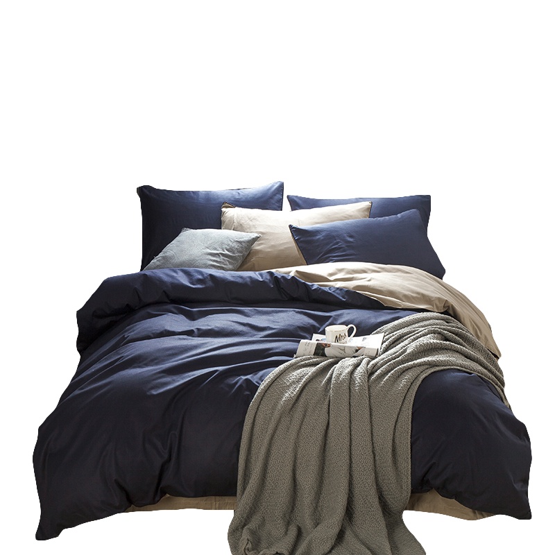 唛乐斯MALLAS四件套 AB版面全棉纯色高支高密度保暖纯色简约混搭风格
