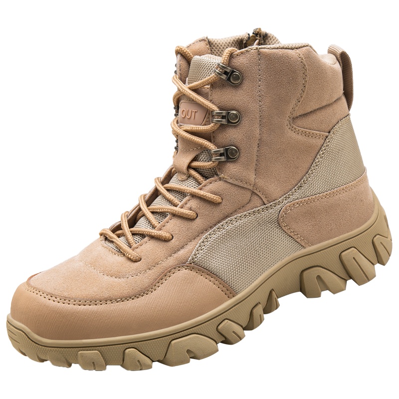 YIBULUOTUO男靴秋冬季训练靴高帮户外登山厚底防水迷彩沙漠靴棉靴
