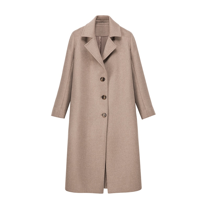 ERDOS 纯色简约翻领女士长款系带收腰纯羊绒大衣外套