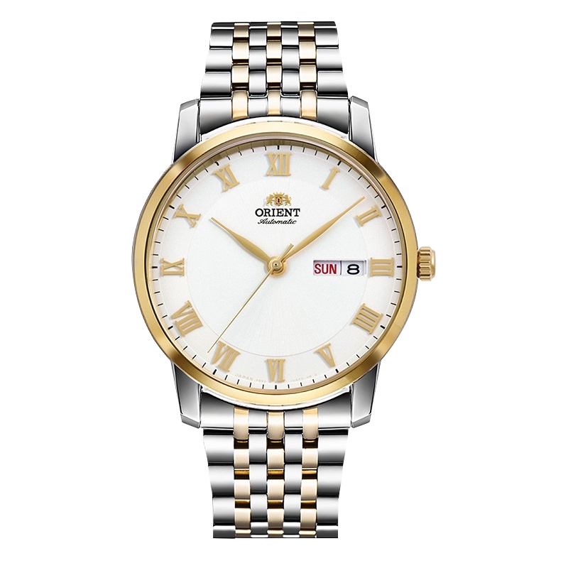 东方双狮(ORIENT)手表日本原装进口经典简雅罗马系列全自动机械时尚休闲商务双日历男士腕表RA-AA0A01S0BD