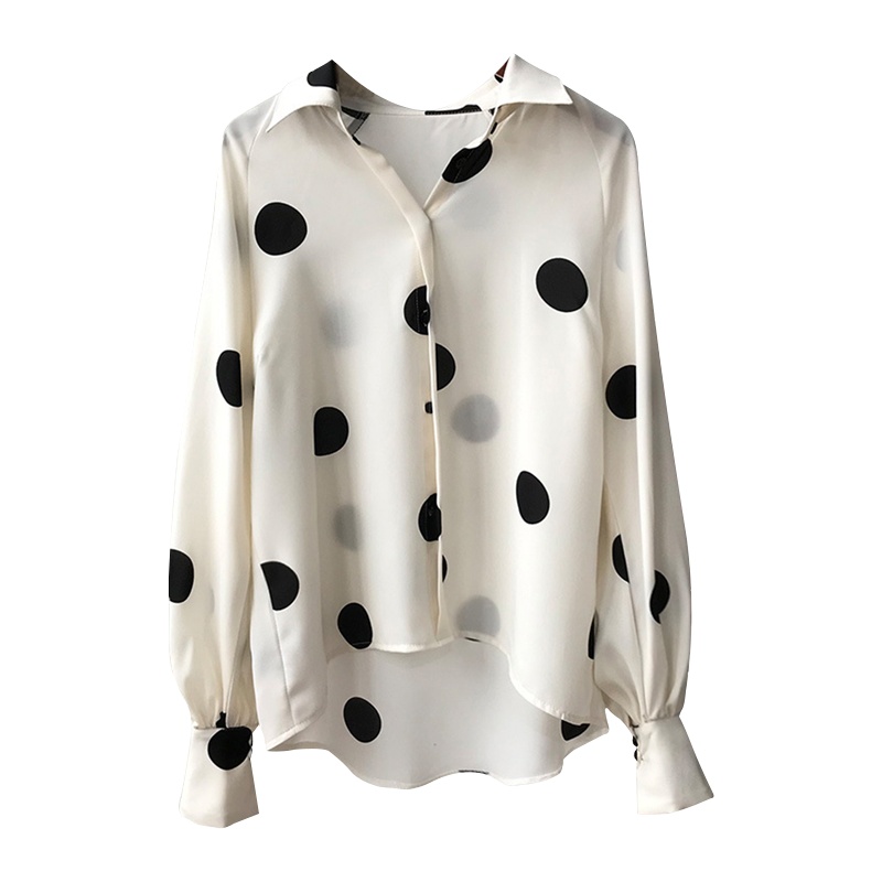 如熙波点雪纺衬衫女长袖宽松韩版很仙的白衬衣心机上衣设计感小众