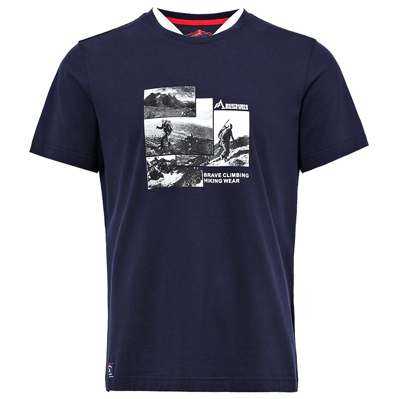 蒙蒂埃莫艺术照片印花户外型圆领全棉短袖男士T恤