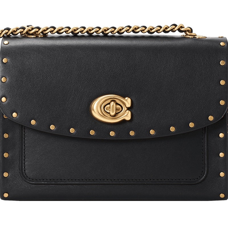 预订 COACH/蔻驰 女包PARKER 18 铆钉边饰翻盖斜挎小方包 29389 18x12.5x8CM