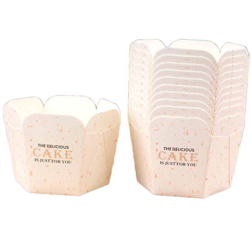 戚风杯子蛋糕纸杯 烘焙家用耐高温烤杯模具 可蒸 浅色-六角杯-100只