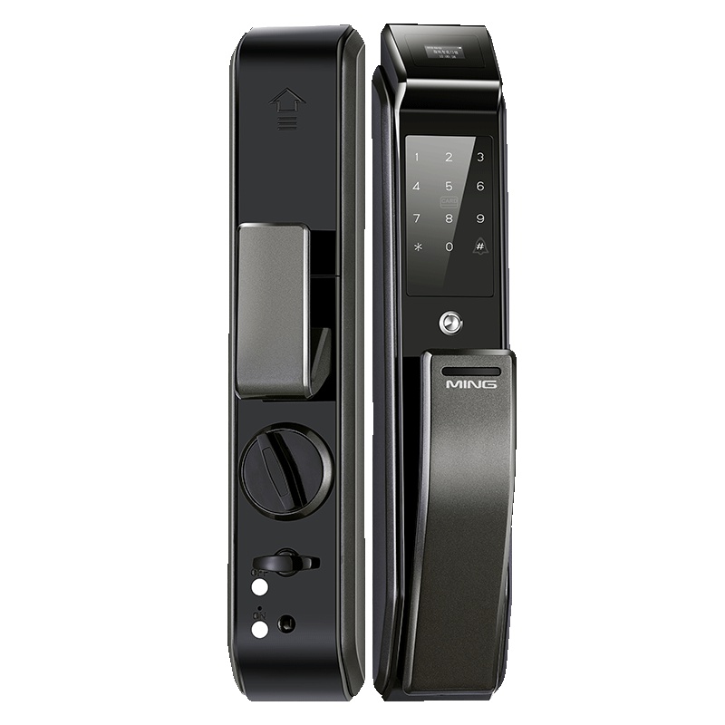 洲明翰源K9全自动指纹锁家用防盗门智能锁磁卡电子锁密码锁 三锁舌 铜 通用型