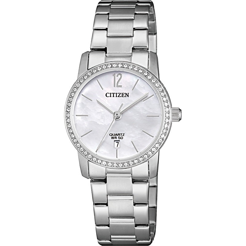 西铁城手表女时尚休闲不锈钢带石英表女士手表 EU6030-81D