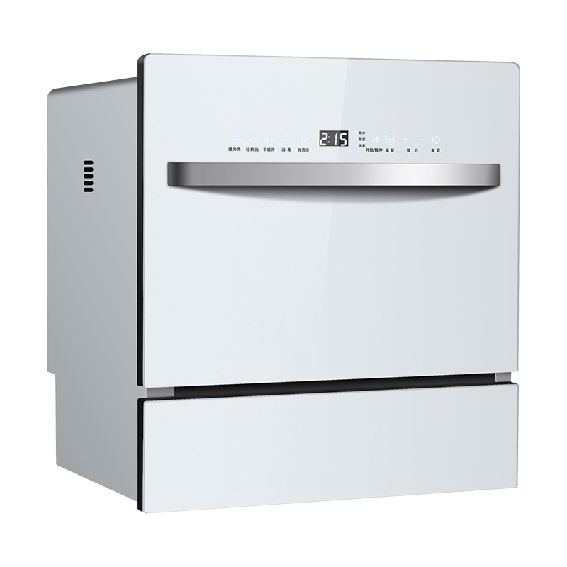 YUKIDA全自动一体独立式嵌入式6套洗碗机消毒柜家用高温烘干臭氧消毒 MXM6L(白)