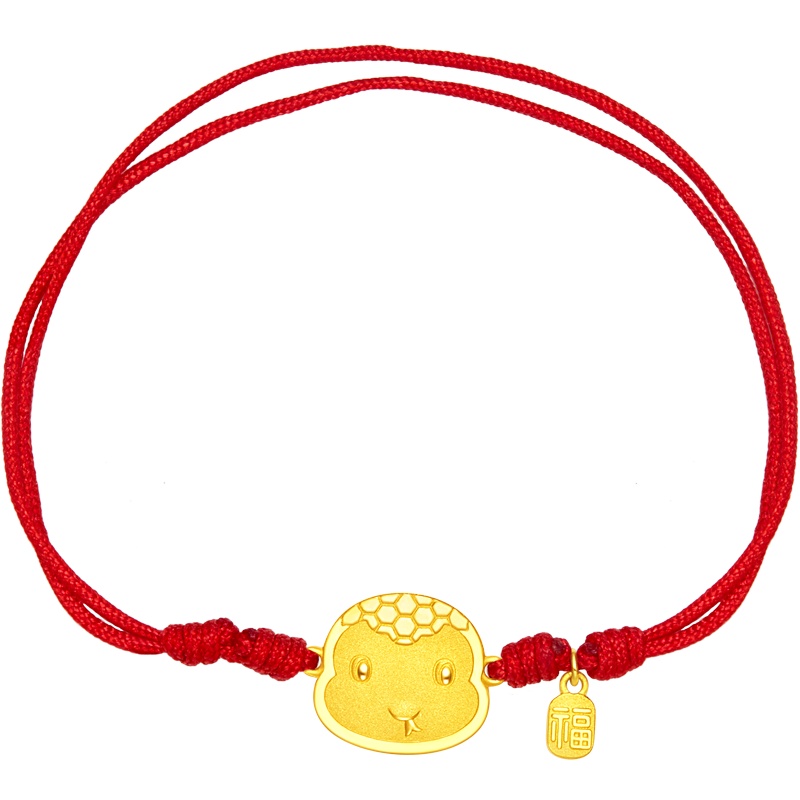 周大福十二生肖蛇 贪吃蛇-红绳款 足金金手绳（工费：148元）F214685