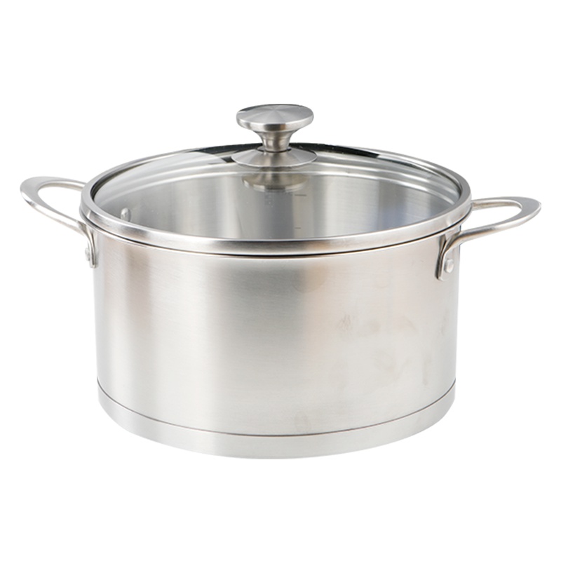 苏宁极物 三层复合底不锈钢汤锅(24cm)双耳锅具家用蒸锅小火锅不锈钢锅电磁炉锅小汤锅加厚火锅