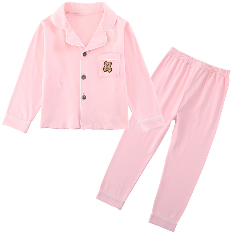 卡伴(Curbblan)儿童睡衣春秋长袖纯棉家居服套装男女中大童内衣2件套纯色空调服