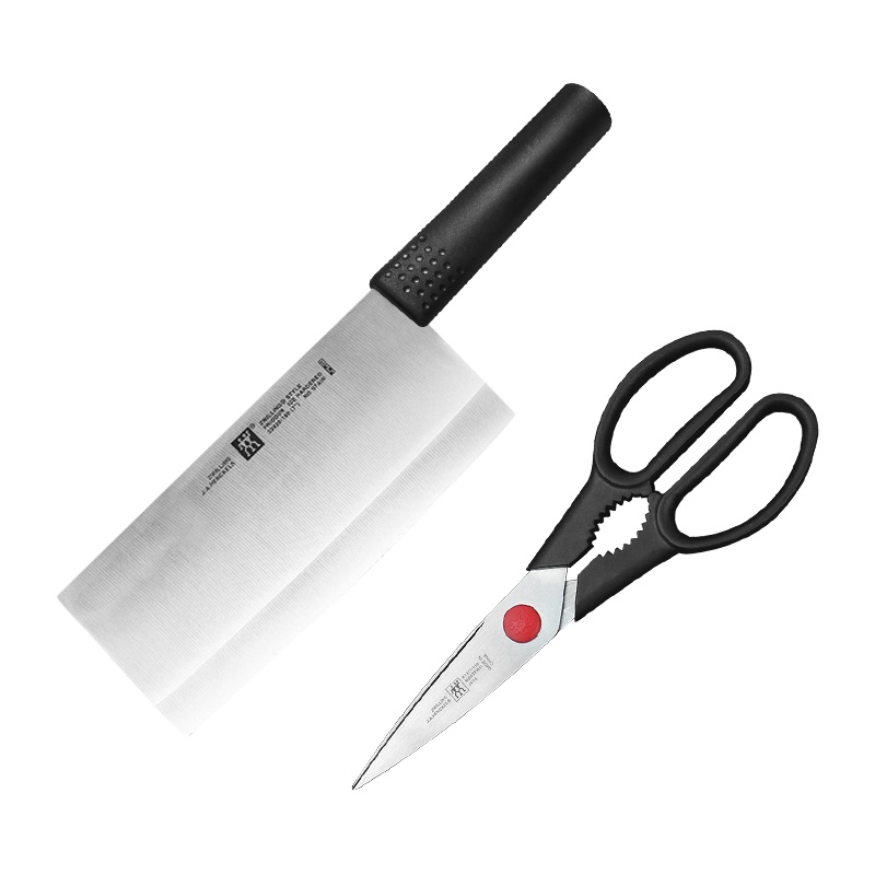 双立人(ZWILLING)Feel系列厨房刀具2件套不锈钢中片切菜刀剪刀组合