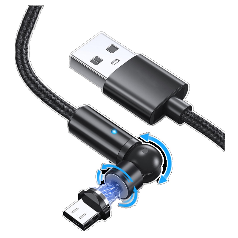 安卓Micro球形旋转磁吸手机充电线支持手机平板网红款适用华为小米三星oppo vivo 红色