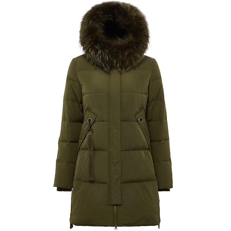 波司登新款貉子毛修身时尚女款冬季中长款羽绒服潮