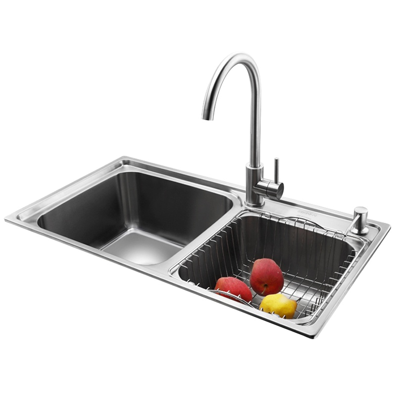 HIGOLD/悍高 304不锈钢水槽 厨房洗菜盆 洗碗池双槽 厨盆加厚拉丝水槽套餐