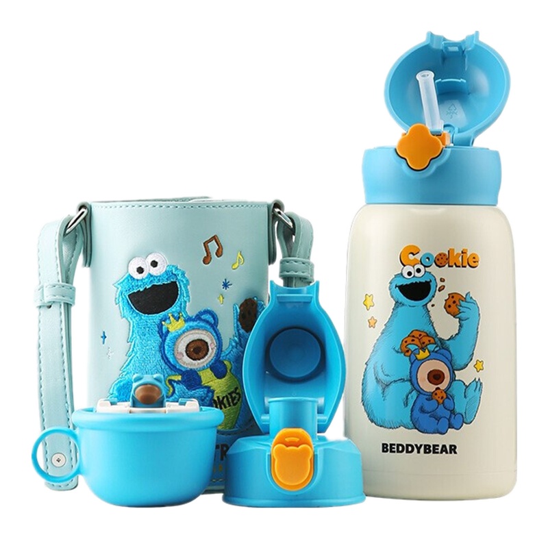 (私人定制)甜饼怪款杯具熊儿童保温杯带吸管儿童水杯316不锈钢内胆宝宝学饮杯儿童保温壶630mlBEDDYBEAR