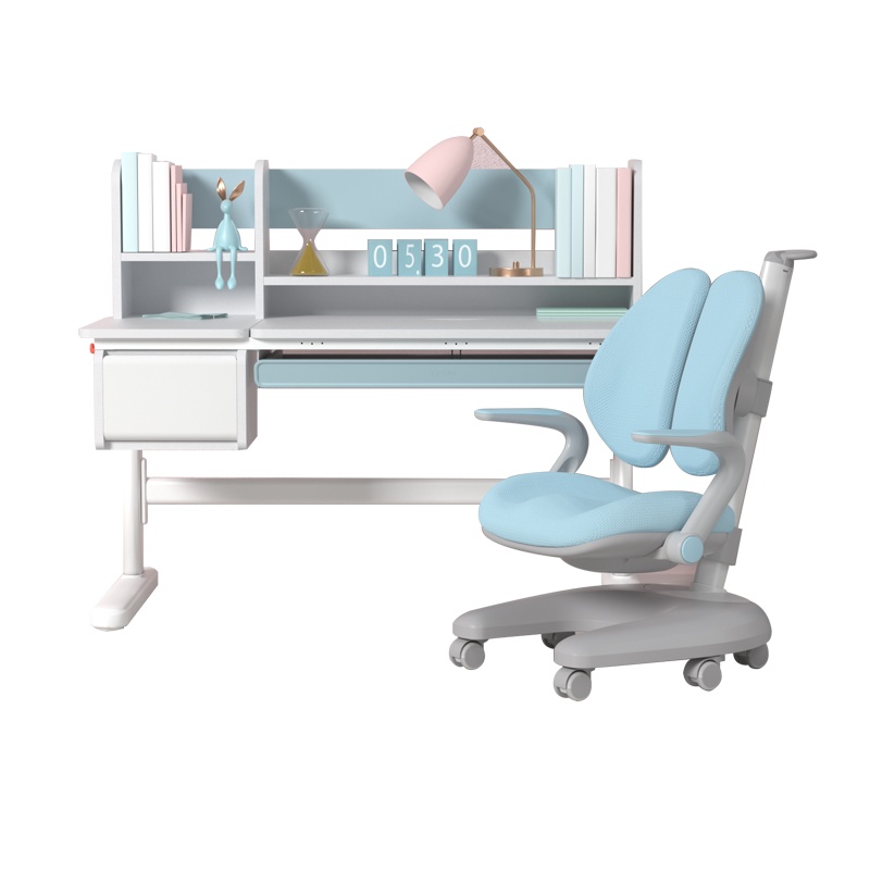 爱果乐学习桌儿童书桌学生写字桌椅套装实木课桌小孩家用升降写字台防近视书柜