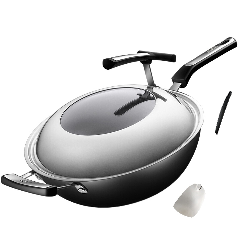 爱仕达 炒锅 32CM铸铁锅 锈不了炒锅 无涂层炒菜锅电磁炉炒锅送锅铲