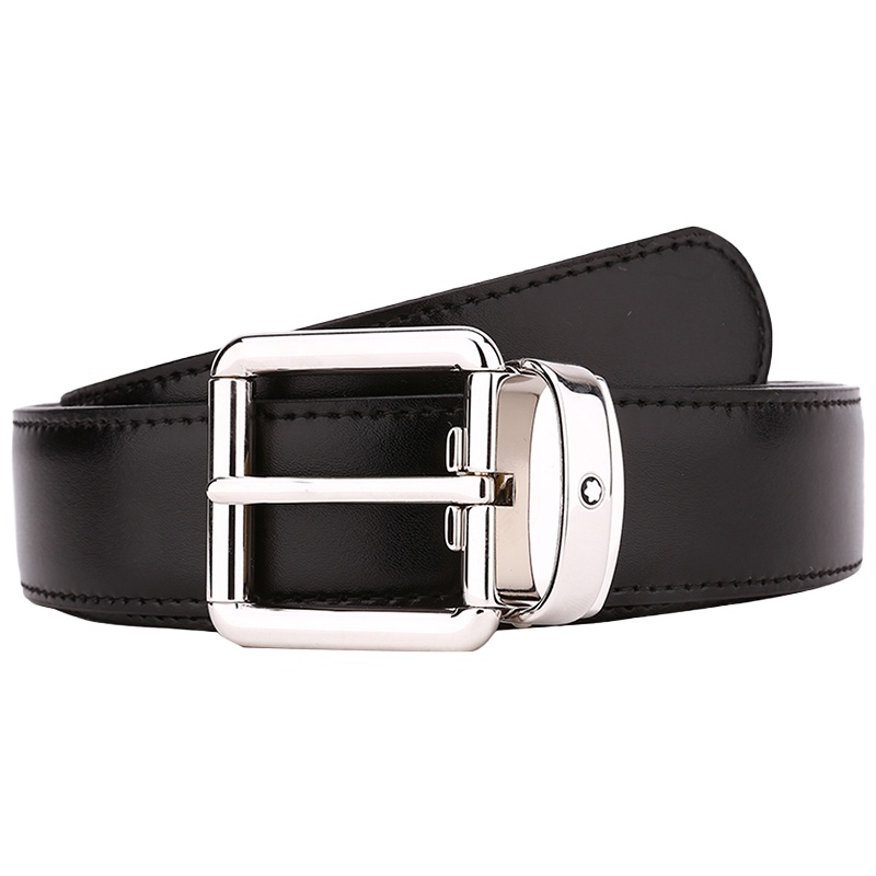 万宝龙(Mont Blanc) 黑色 棕色双面牛皮皮带 腰带112961