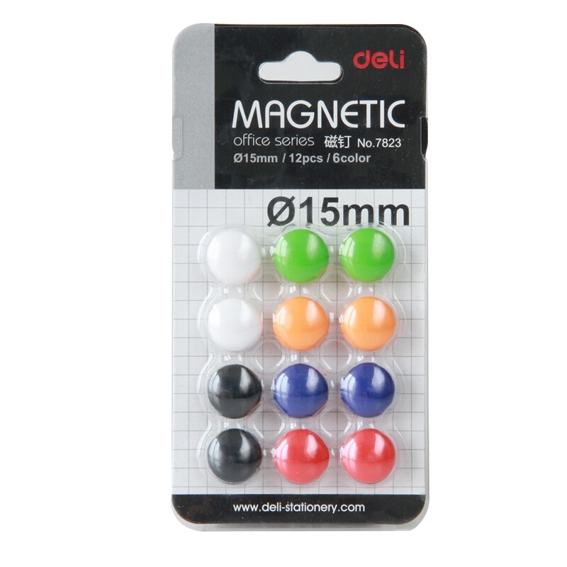 得力(deli)7823半球面磁钉12枚/卡 白板配件 直径15mm 办公用品