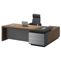 质凡总裁办公桌大班台老板桌带侧柜简约现代人造板其它