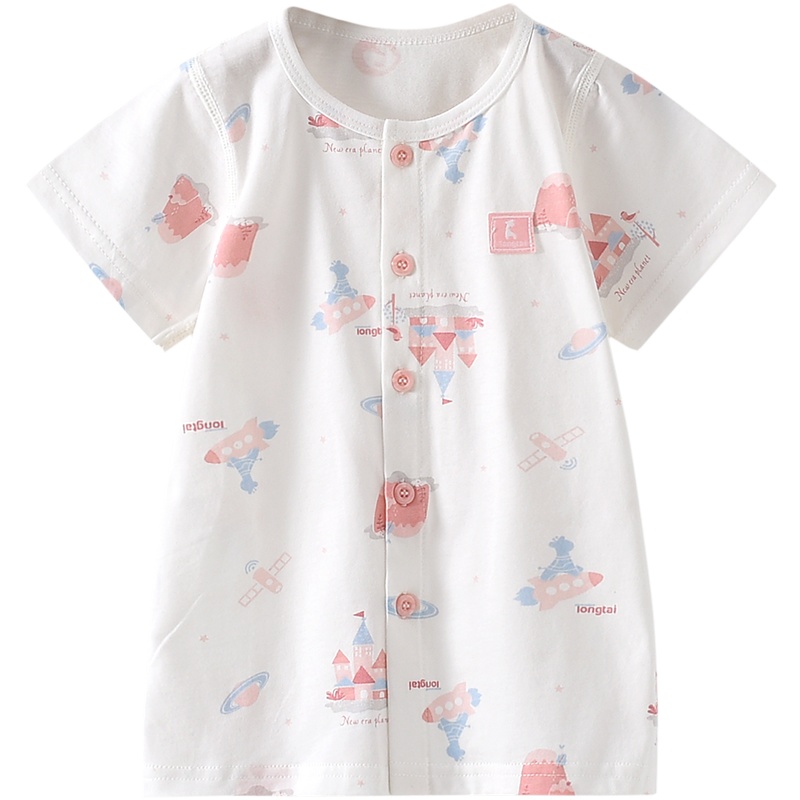 童泰(TONGTAI)夏季款3-18月婴幼儿男女宝宝衣服纯棉轻薄短袖家居袍对开睡袍儿童家居袍/睡袍