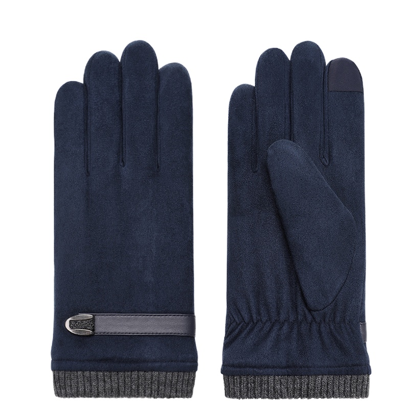 南极人手套男冬季保暖加厚绒骑行防风骑车触屏毛线防寒男士手套N2E8X88301 蓝色