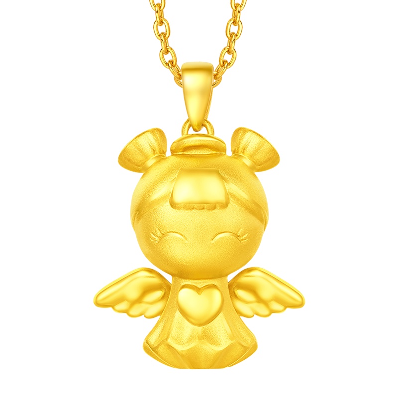 周大福3D福星宝宝天使之翼足金黄金吊坠R【多款可选】