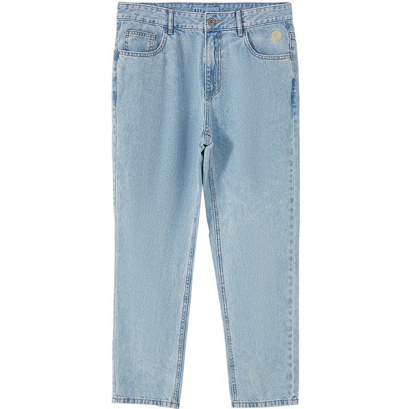A21秋冬季2020男装新款 天蓝色牛仔裤男士直筒休闲九分裤潮男裤子