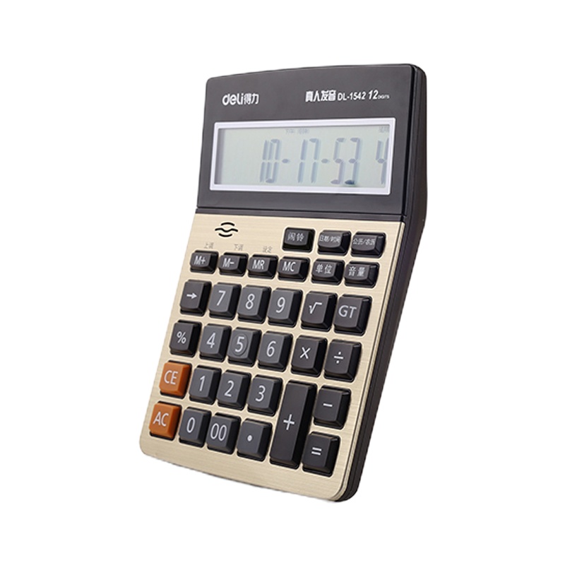 得力(deli)语音计算器1542A 金色 一个装