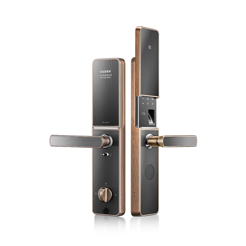 优点智能C1指纹锁家用防盗门电子密码锁木门磁卡滑盖大门锁智能锁 C级锁芯 带网关