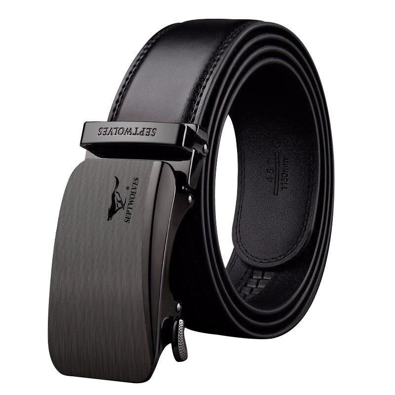 七匹狼(SEPTWOLVES)皮带男士自动扣牛皮时尚休闲款裤带简约中青年男腰带 精美礼盒送礼自用送父亲送男友生日礼物