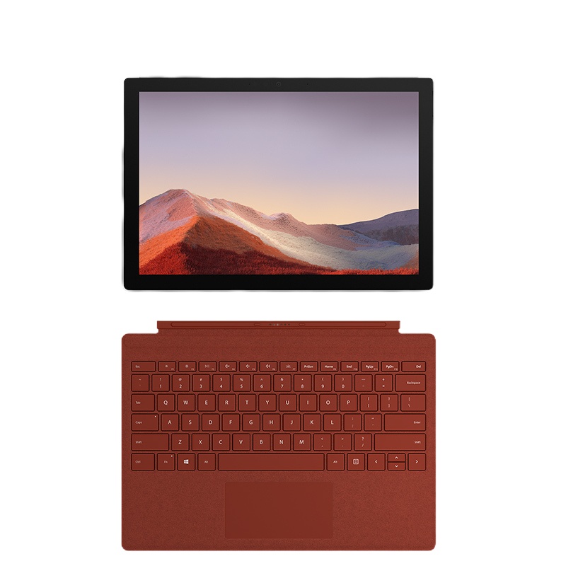 微软(Microsoft)Surface Pro 7+ 商用二合一平板电脑11代i5 16G+256G 亮铂金主机+波比红键盘 12.3英寸轻薄 高色域 Win10专业版 送鼠标
