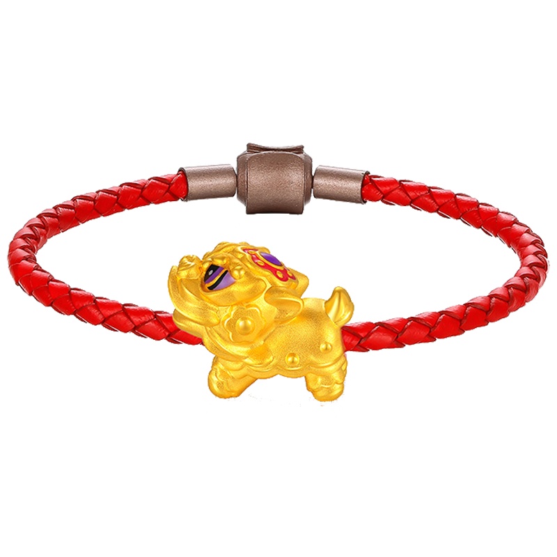 佐喜佑福 黄金手链龙狮手串女珐琅3D硬金DIY金珠子 金重约2.3g BTTMYFA201a