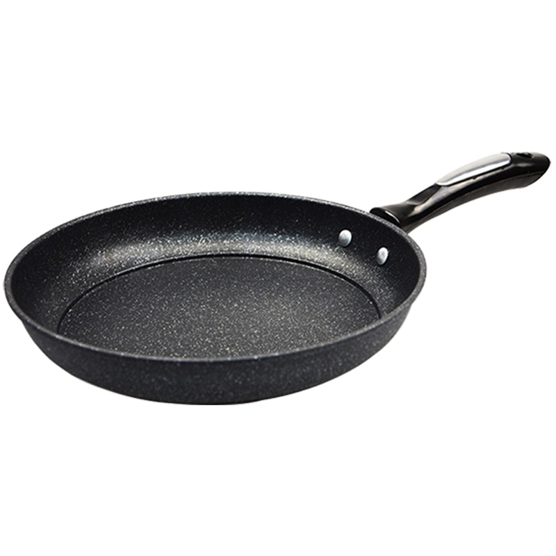 爱自由家用麦饭石26cm平底锅不粘锅无油烟熟铁锅煎锅电磁炉燃气通用带盖锅具