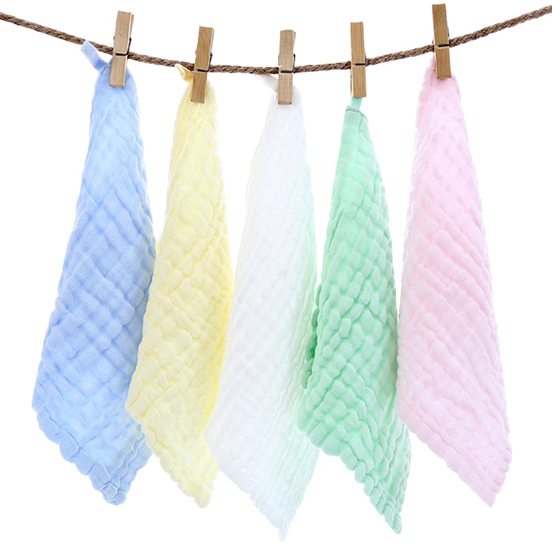 世纪宠儿家纺 高密六层方巾泡泡棉口水巾褶皱纱布擦手巾婴幼儿童巾6层印花小毛巾