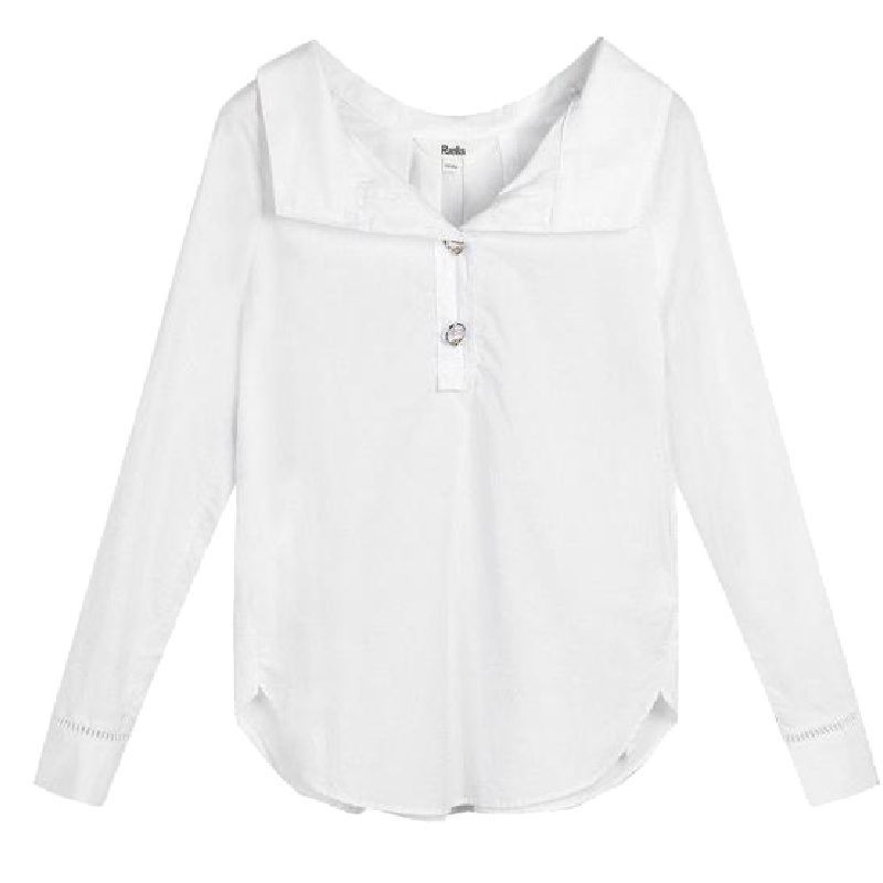 新款拉夏贝尔衬衫女新款秋装韩版短款百搭一字领长袖小清新衬衣20011636